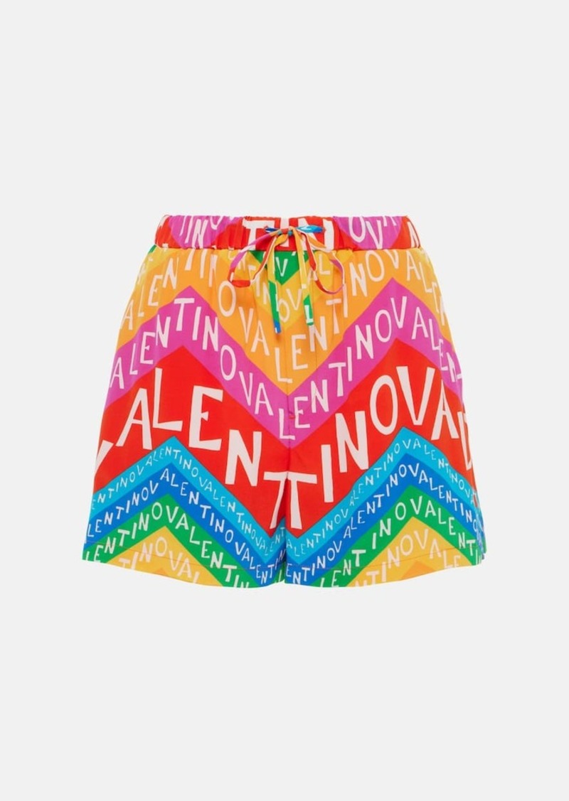 Valentino Logo high-rise silk shorts