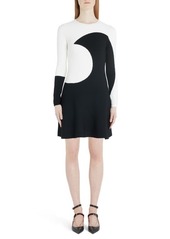 Valentino Moon Inlay Long Sleeve Sweater Dress in 0An-Ivory Black at Nordstrom
