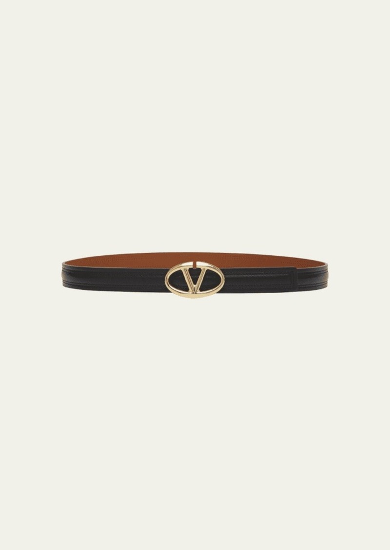 Valentino Moonlight Gold V-Logo Leather Belt