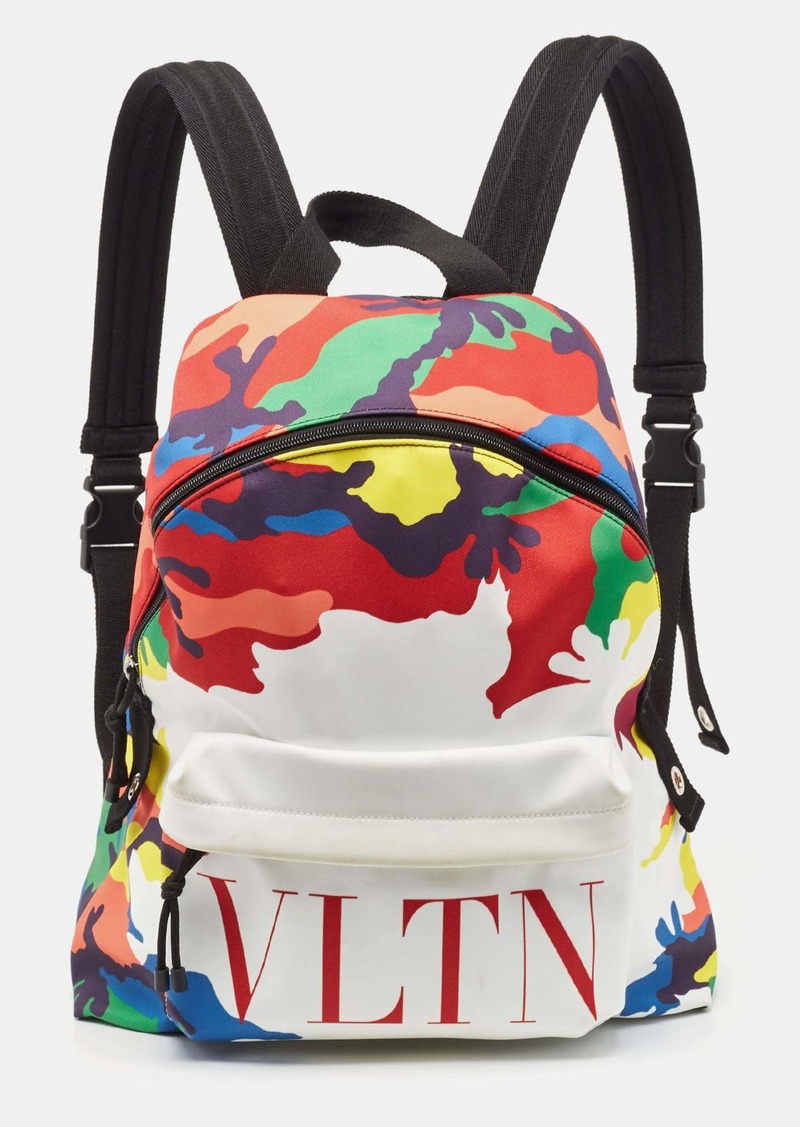 Valentino Multicolor Camo Print Nylon Vltn Logo Backpack