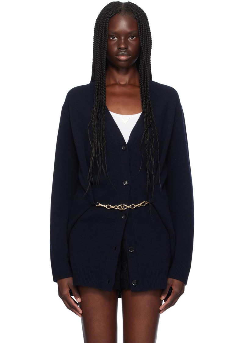 Valentino Navy Virgin Wool Cardigan