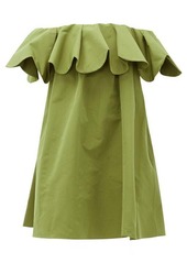 Valentino Off-the-shoulder cotton-blend faille mini dress