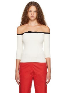 Valentino Off-White Off-The-Shoulder Sweater