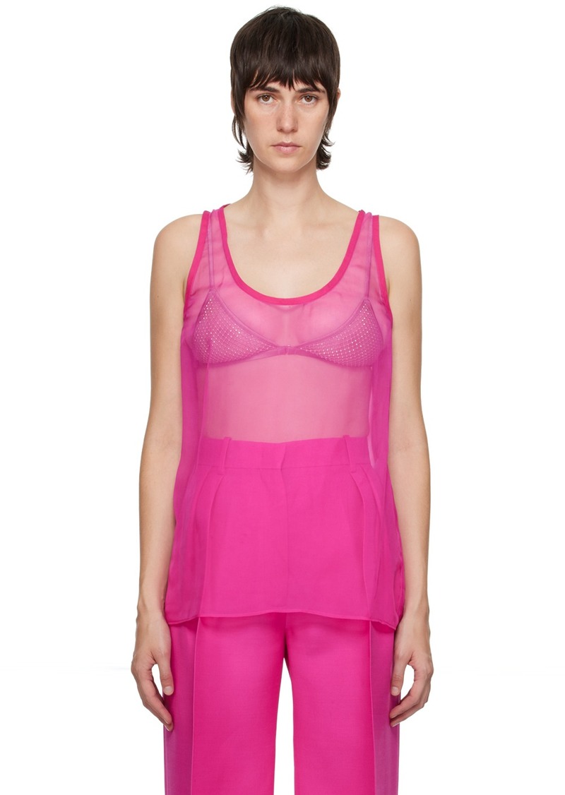 Valentino Pink Semi-Sheer Tank Top