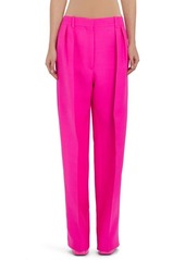 Valentino Garavani Pleated Straight Leg Wool Blend Trousers