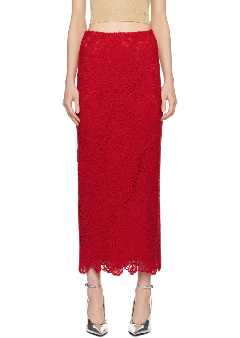 Valentino Red Vented Maxi Skirt