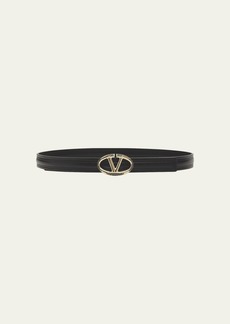 Valentino Rhinestone V-Logo Leather Belt