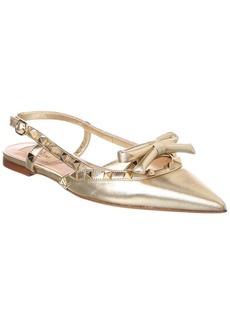 Valentino Rockstud Bow Leather Slingback Ballerina Flat