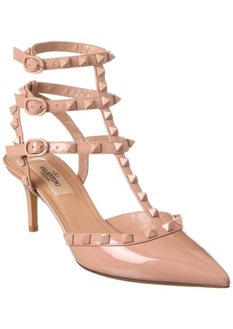 Valentino Rockstud Caged 65 Patent Ankle Strap Pump