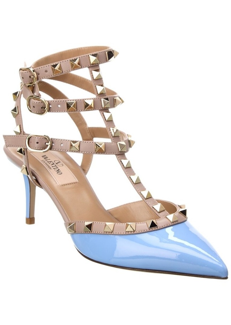 Valentino Rockstud Caged 65 Patent Ankle Strap Pump