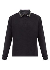 Valentino Rockstud cotton-piqué long-sleeved polo shirt
