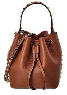 Valentino Rockstud Grainy Leather Bucket Bag