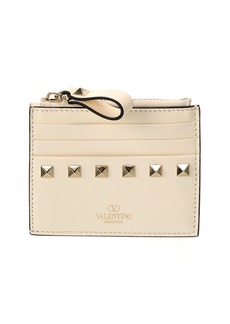 Valentino Rockstud Leather Card Holder