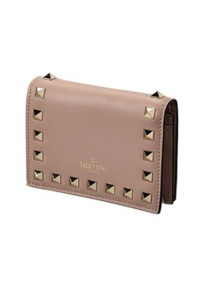 Valentino Rockstud Leather Card Holder