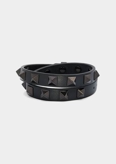 Valentino Garavani Rockstud Tonal Double Strap Leather Bracelet