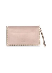 Valentino Rockstud Wristlet Clutch In Blush Pink Leather