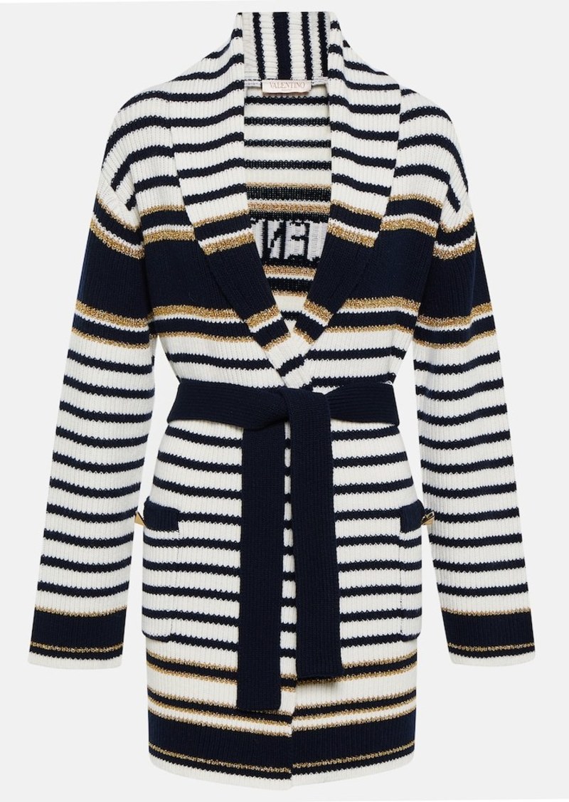 Valentino Striped virgin wool cardigan