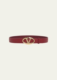 Valentino The Bold Edition V-Logo Red Leather Belt