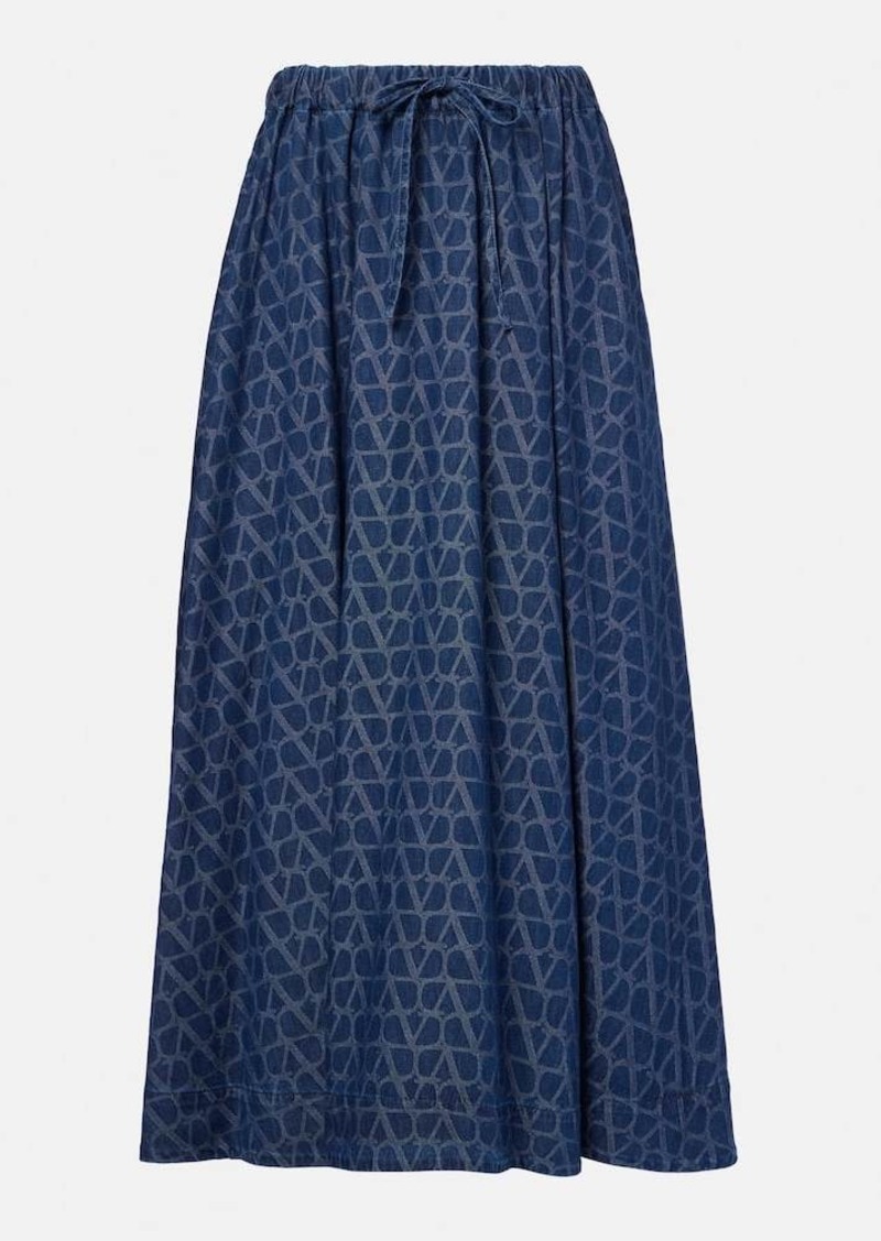 Valentino Toile Iconographe denim midi skirt