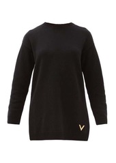 Valentino V-gold plaque cashmere longline sweater
