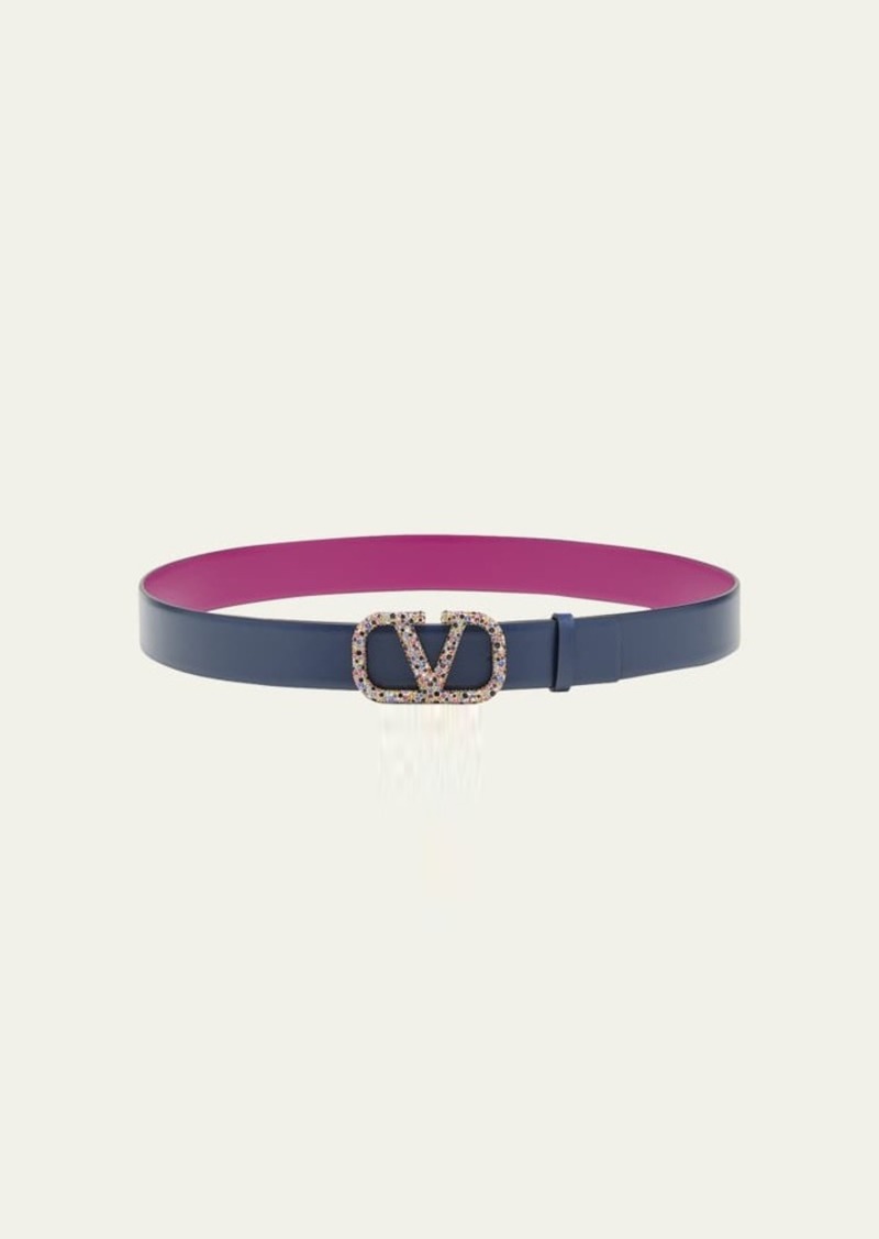 Valentino V-Logo Signature Reversible Leather Belt