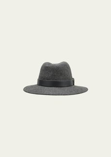 Valentino V-Logo Wool Fedora With Leather Band