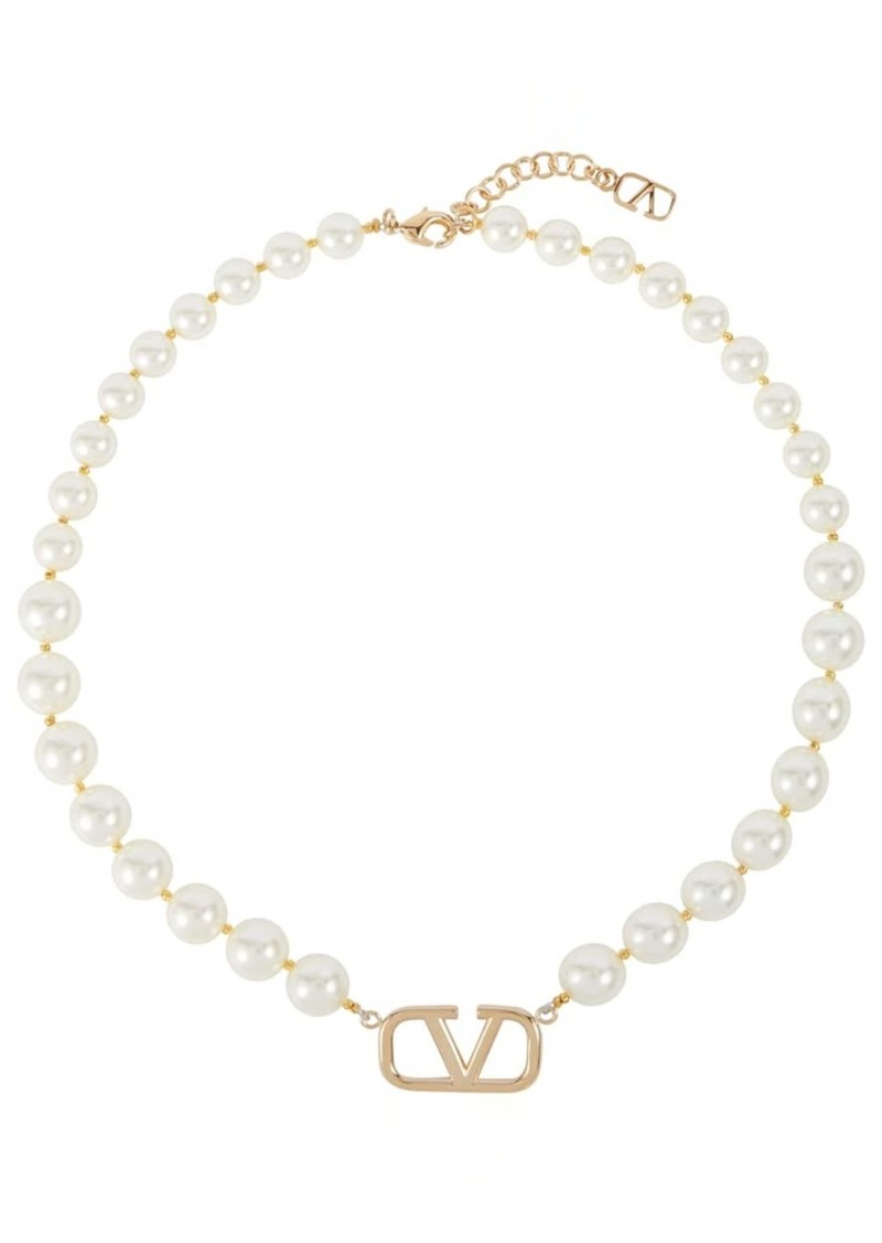 Valentino VLogo faux pearl necklace