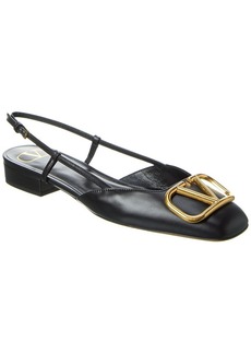 Valentino VLogo Leather Slingback Flat