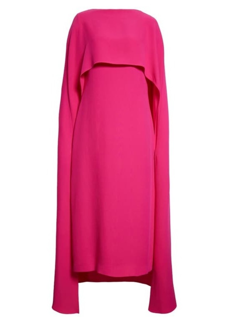 Valentino Silk Cady Couture Cape Dress