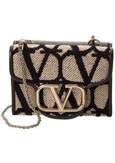 Valentino VLogo Toile Iconographe Canvas & Leather French Wallet On Chain