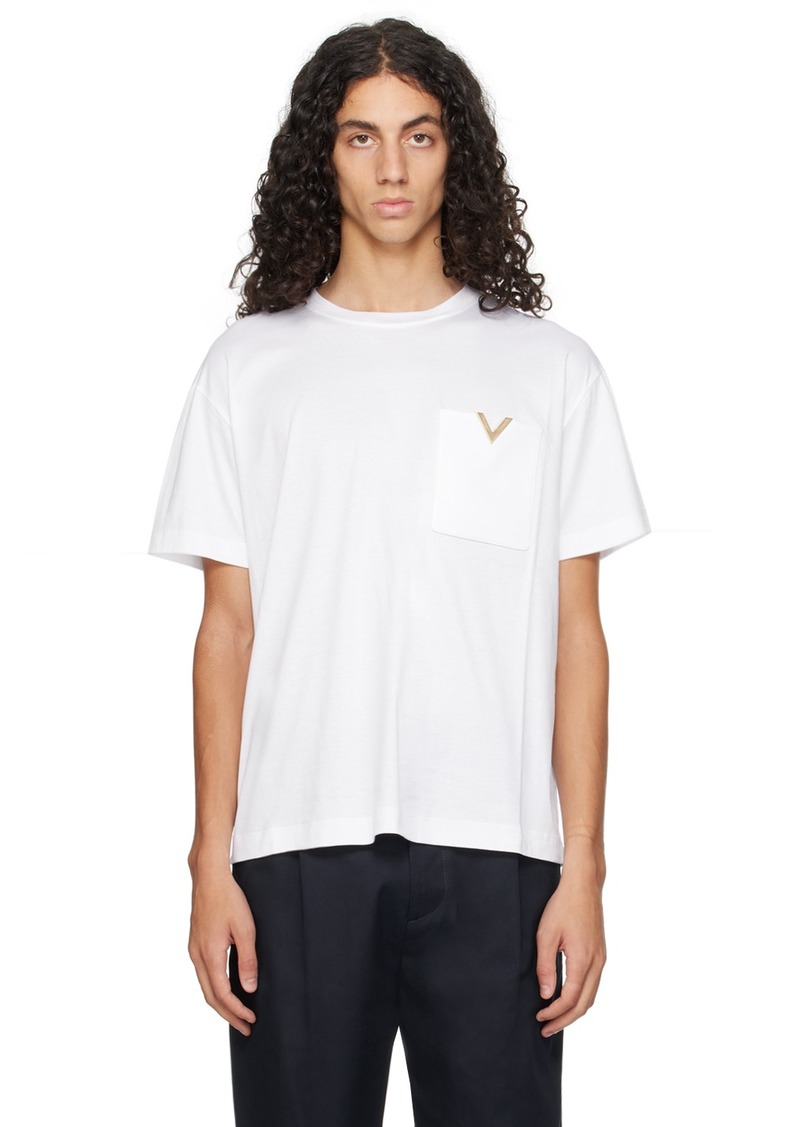 Valentino White Metallic V Detail T-Shirt