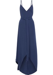 Valentino Woman Asymmetric Belted Silk-crepe Gown Navy