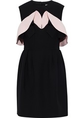 Valentino Woman Bow-embellished Two-tone Wool And Silk-blend Mini Dress Black
