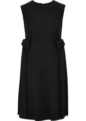 Valentino Woman Bow-embellished Wool And Silk-blend Mini Dress Black