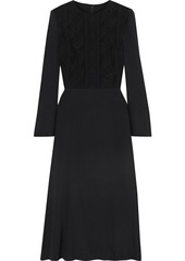 Valentino Woman Corded Lace-paneled Silk-blend Cady Midi Dress Black