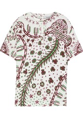 Valentino Woman Cutout Printed Crepe Top Off-white