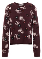 Valentino Woman Embellished Wool And Cashmere-blend Sweater Burgundy