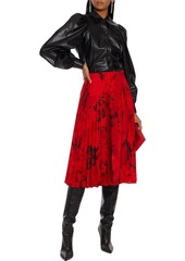 Valentino Garavani - Floral-print plissé silk crepe de chine wrap skirt - Red - IT 42
