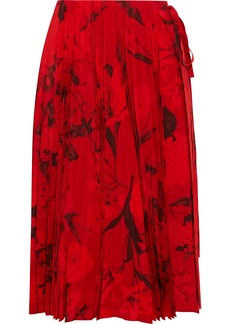 Valentino Garavani - Floral-print plissé silk crepe de chine wrap skirt - Red - IT 42
