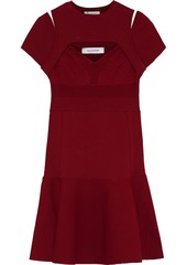 Valentino Woman Layered Cutout Knitted Mini Dress Claret