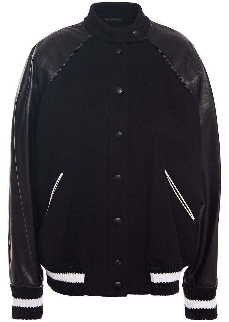 Valentino Garavani - Leather-paneled wool and cashmere-blend felt bomber jacket - Black - IT 36