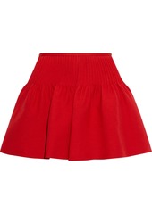 Valentino Woman Pintucked Wool And Silk-blend Crepe Shorts Red