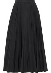 Valentino Woman Pleated Cotton-blend Twill Midi Wrap Skirt Black