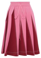 Valentino Woman Pleated Two-tone Ponte Skirt Pink