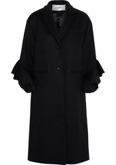 Valentino Woman Ruffled Wool And Cashmere-blend Felt Coat Black