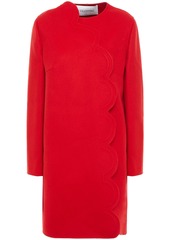 Valentino Woman Scalloped Wool And Cashmere-blend Felt Coat Red