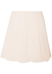 Valentino Woman Scalloped Wool And Silk-blend Grain De Poudre Mini Skirt Ecru