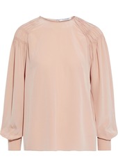 Valentino Woman Shirred Silk Crepe De Chine Blouse Blush