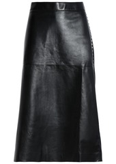 Valentino Woman Studded Leather Midi Skirt Black