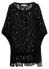 Valentino Woman Tassel-trimmed Cotton Corded Lace Poncho Black